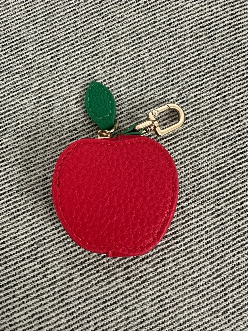 Cute Red Leather Apple Bag Charm Coin Purse Key Chain⁠